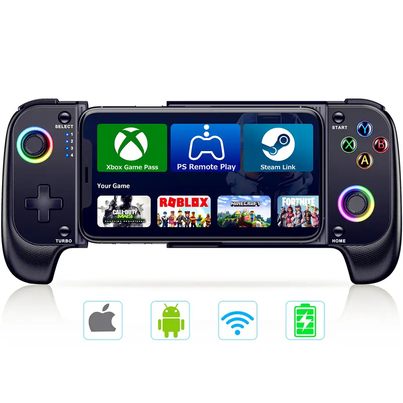 BEBONCOOL Wireless Mobile Gaming Controller for iPhone/Android, Phone Game Controller for Android Support Phone Case ,Hall Joystick, Turbo, Mobile Gaming Gamepad, Black