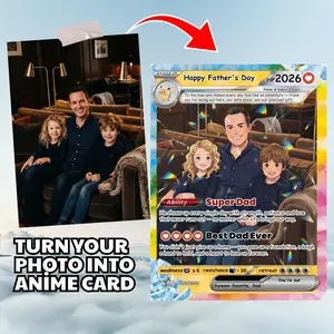 Personalized Father's Day Pokemon Card, Custom Pokemon Photo Cards, Unique Birthday Anniversary Gifts for Gamer Dad Geeky Dad, Custom Pokemon Trainer Card for Boyfriend Husband or Loved Ones