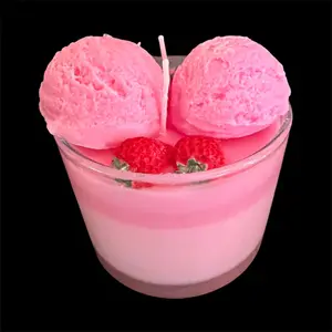 12 oz Strawberry Cotton Candy Ice Cream Candle – Realistic Dessert Candle