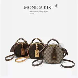 Monica Qiqi Cross-border Retro Small Square Bag for Women Versatile Crossbody Fashion Handbag Small Round Bag 2025 New Trend Purse Leather Satchel crossbodybagwomen shoulder bags work bag