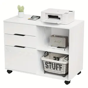 New 3-Drawer Metal Mobile File Cabinet with Wheels - Spacious Under Desk Storage Organizer for Home Office - DUMOS Independent Lateral Filing Cabinet with Smooth Scrolling