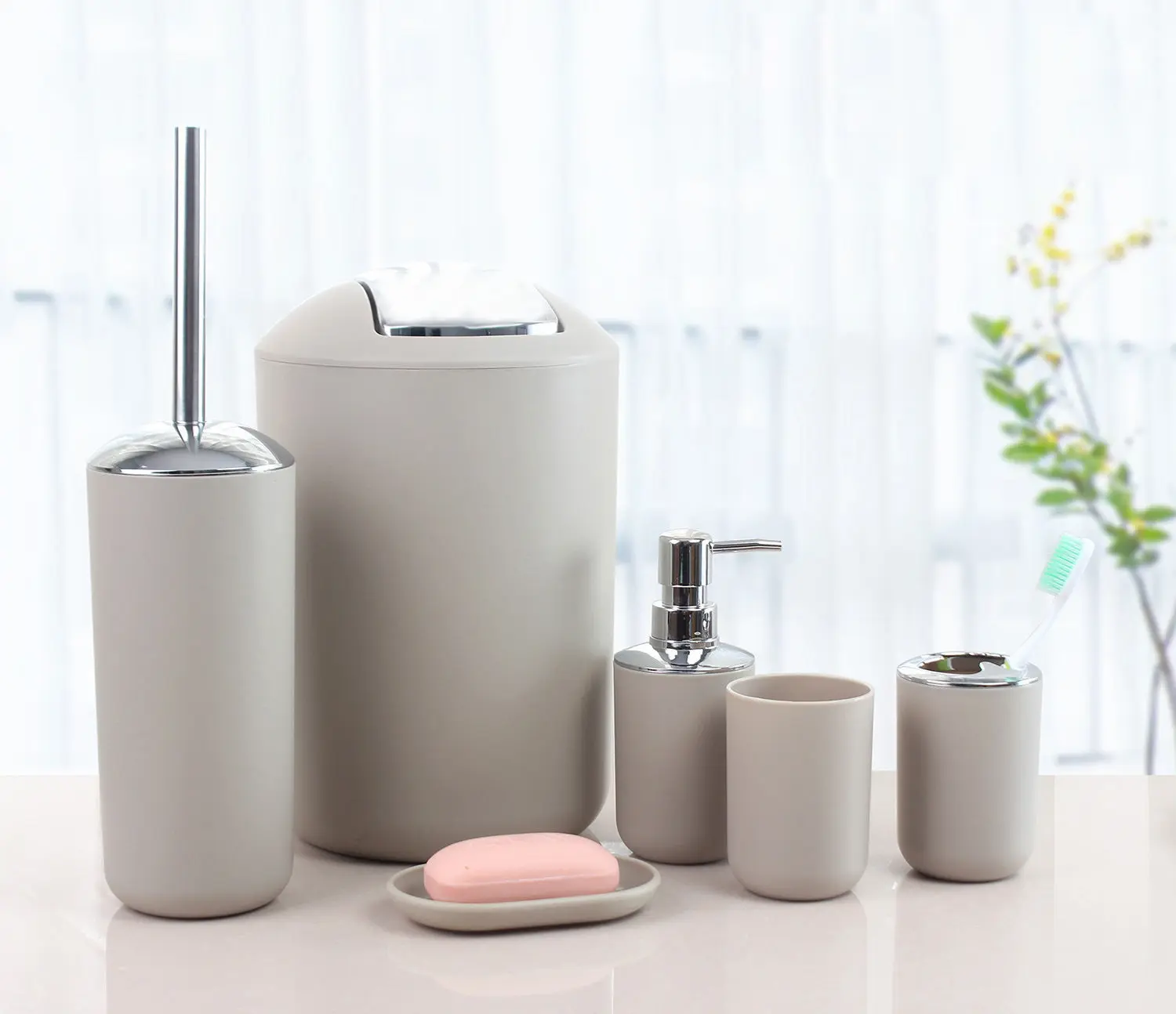 6-Piece Plastic Bathroom Accessory Set