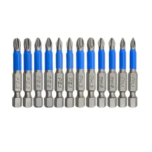 12pcs Magnetic Non-Slip Screwdriver Cross Bit Set (ph1 Pz1 Ph2 Pz2 Ph3 Pz3), 1/4" Hex Handle Single Head Bits for Electric Screwdrivers
