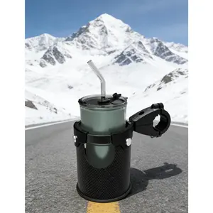 Motorcycle Cup Holder for Harley Davidson, Drink Holder with 360 ° Swivel Ball-Mount, Aluminum Clamp for 7/8'' to 1 1/4'' Handlebar/Bumper/Pole Mount, Fits for ATV/UTV/Scotter, Black