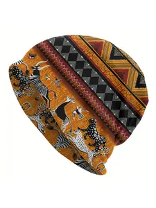 Unisex African Ethnic Pattern Knit Beanie Fitted Cap