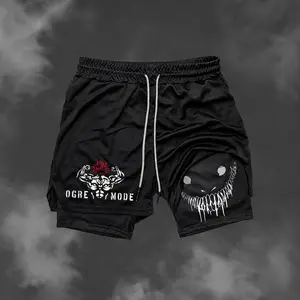 Summer Casual Fitted Double-Layer Multi-Pocket Shorts, Graphic 2-in-1 shorts,Stylish Printed Gym Shorts for Active Wear, Breathable Fitness Shorts, Comfortable Summer, Graphic Print Shorts,gym shorts