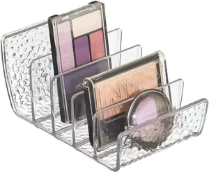 Rain Vertical Textured Plastic Palette Organizer for Storage of Cosmetics, Makeup, and Accessories on Vanity, Countertop, or Cabinet, 9.25" x 3.86" x 3.20" Boxes Transparent