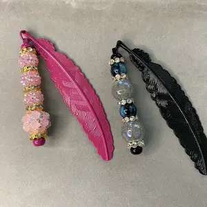 Custom Beaded Metal Feather Bookmark