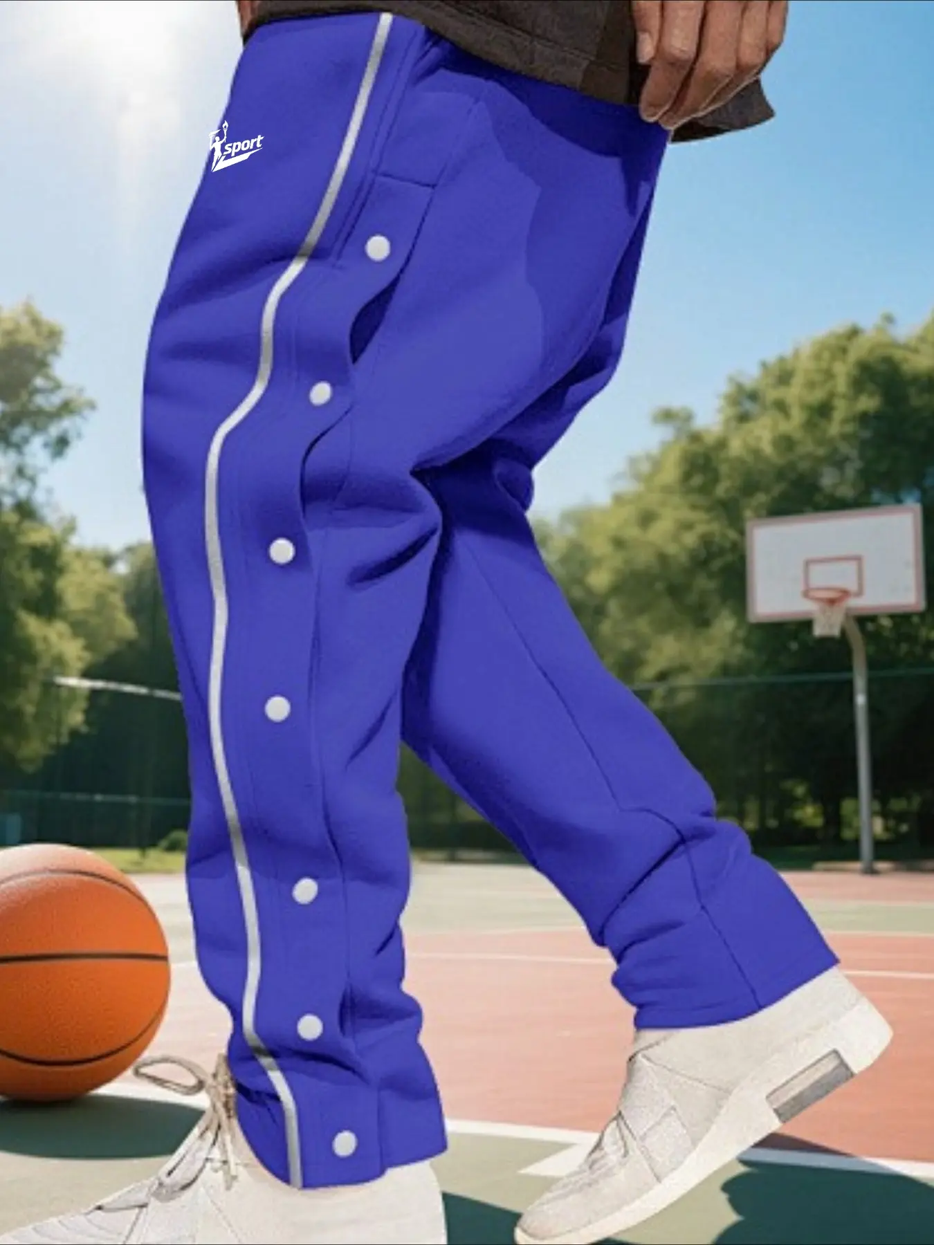 American Heavyweight Men's Hip-Hop High-Street Trend Basketball Snap Button Tear-Away Sports Sweatpants Athletic Bottoms Activewear Bottoms