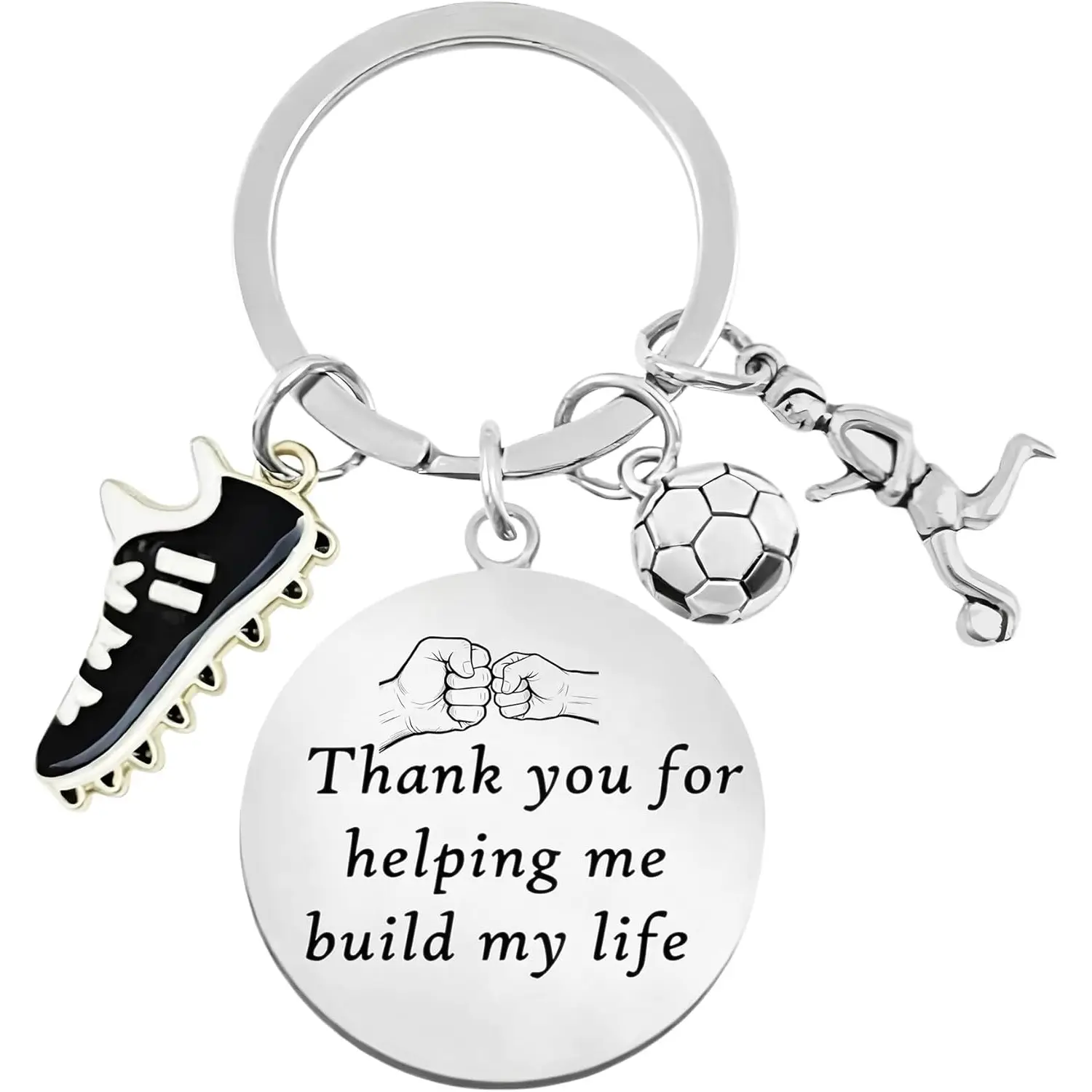 2026 Fathers Day Dad Gifts from Daughter/Wife/Son,Funny Football Keychain for Dad/Stepdad,Personalized Dad Keychain with Football,Cleats,Football Player