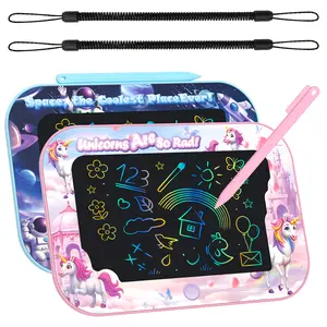 Unicorn & Astronaut LCD Writing Tablet 2 Pack, 10" Colorful Doodle Board with Anti-Lost Lanyards, Portable Mess-Free Travel Toys & Educational Birthday Gifts for Toddlers, Boys & Girls.