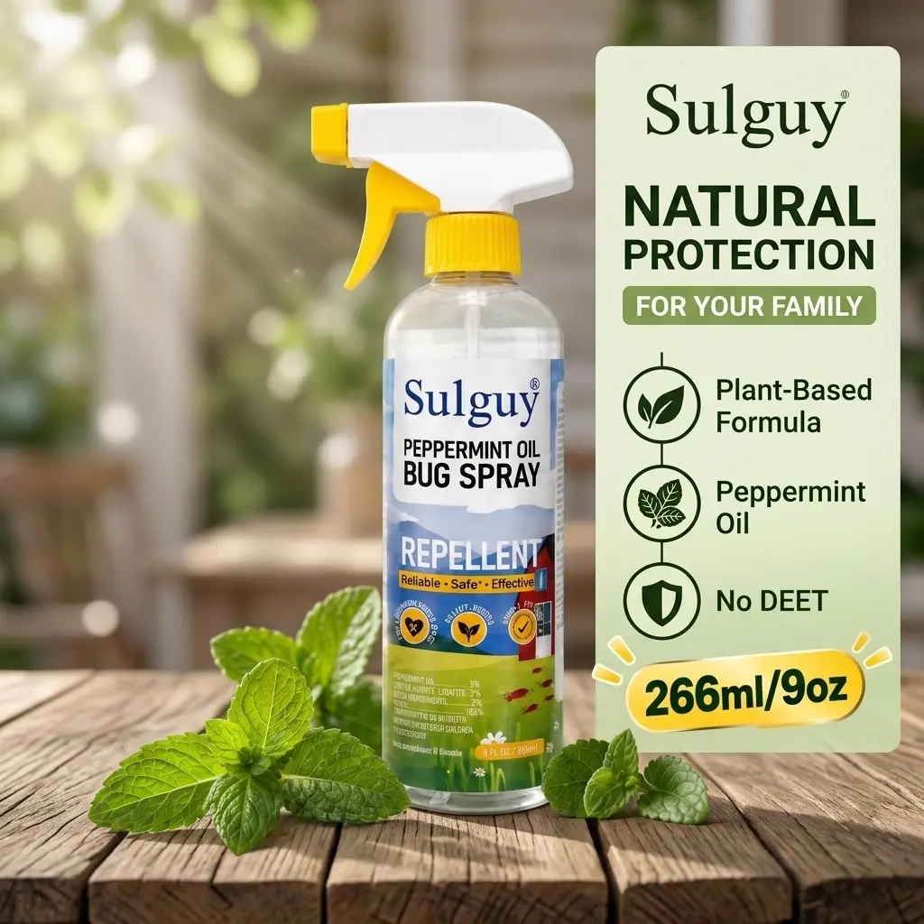 Sulguy Plant-Based Peppermint Scent Bug Spray (9oz/266ml), Extra-Strong Indoor Pest Control, Family-Friendly Essential Oil Repellent for Ants, Roaches, Spiders, Kitchen Use