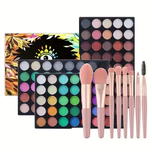 120 Color Eyeshadow With 8pcs Makeup Brushes Set Easy To Apply Multicolor Eye Shadow Palette Stage Pearlescent Powder Matte Smooth EyeShadow Cosmetic