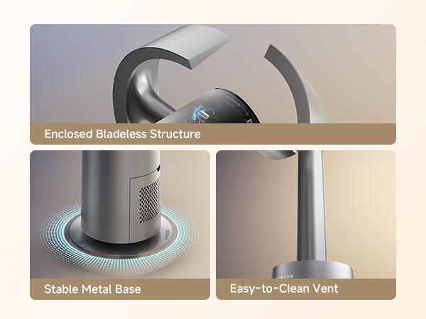 【Super Brand Day】DREAME MF10 Bladeless Tower Fan for Bedroom, Smart Standing Fan with 270° Spatial Airflow for Whole-Room Circulation, 59ft/s High Velocity, 10 Speeds 3 Modes, Temperature-Adaptive Airflow, MF10-Beige