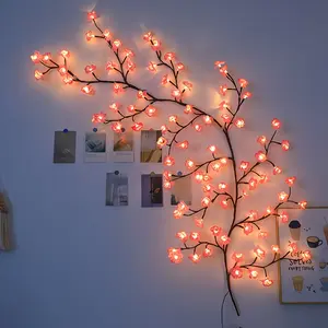 One Eternal Cherry Blossom Decorative String Light, 96 LED beads powered by USB, Valentine’s Day Climbing Wall Decor Vine, includes clips, romantic all-season room ambiance decor, perfect for Valentine’s Day, Christmas celebrations, and gifting