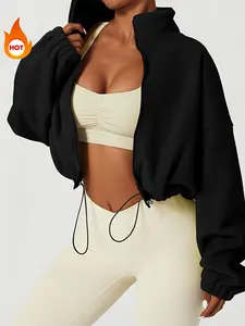 Women's Fleece Lined, Thickened Polar Fleece Hoodie, Loose Fit Warm Outdoor Fitness Casual Coat, Comfortable Daily Wear, Sports Yoga Jacket