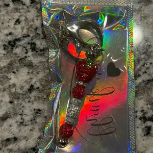 Silvery Sweet Strawberry Keychain