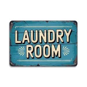 Vintage Laundry Room Metal Sign Print Aesthetic Room Decoration for Home Bedroom Kitchen Bar Garage Cafe Dorm Bathroom Wall Decor 8 X 12， Easy to Hang