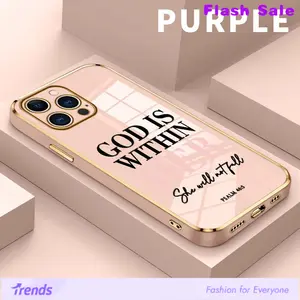 God is within her Pattern Phone Case for iPhone 17 16 15 14 Pro Max 13 12 11  XS Plus Electroplated Four-corner Shockproof Non Slip Military-Grade Protection Silicone Cover