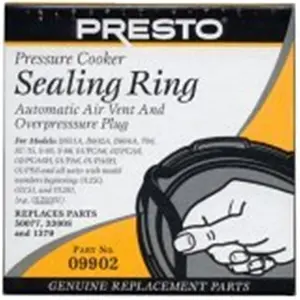 PRESTO 09902 Genuine Pressure Cooker Sealing Ring - Kitchen Cookware Replacement Part with Overpressure Plug, Includes Vents, Seals Tightly