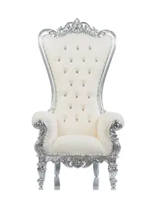 Vintage "Cinderella" Shellback Throne Chair (White/Silver)