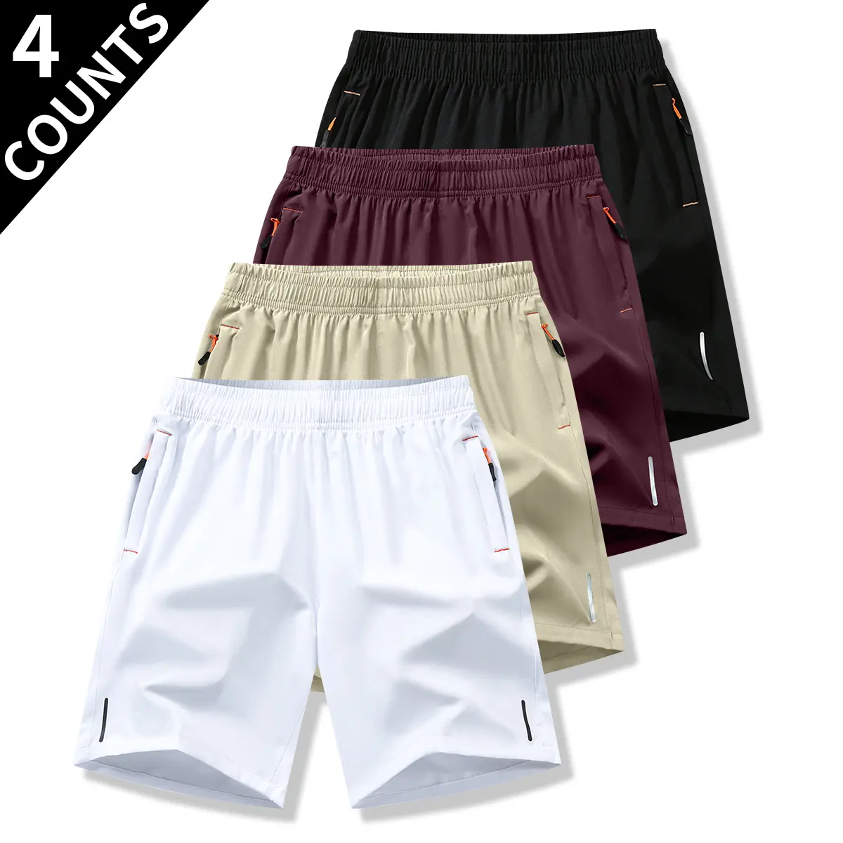 White + Khaki + Wine Red + Black