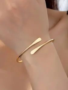 Simple Geometric Metal Cuff Bangle, Elegant Minimalist Bangle, Fashionable Jewelry for Women & Girls, Trendy All-match & Exquisite Jewelry for Birthday Gift, Fashionable Bangles