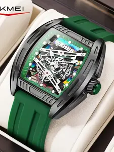 Men's Quartz Watch, Waterproof Night-Light Silicone Strap, Rectangle Analog Dial, Casual Fashion, All Seasons, Alloy Case, Clasp Closure