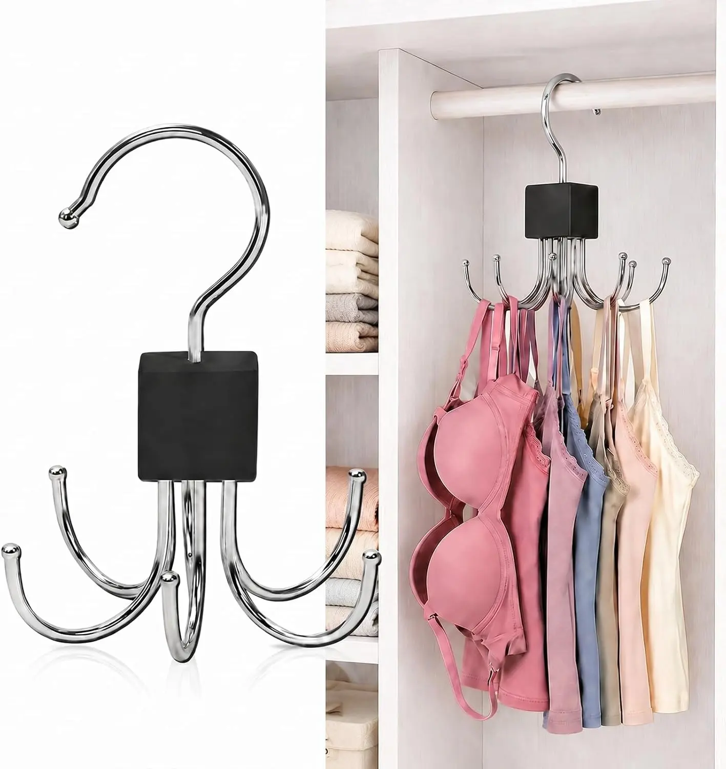 1 Pack Belt Hanger, Belt Organizer for Closet 360° Rotatable Max 24 Belt Storage Space Saving Closet Organizers and Storage