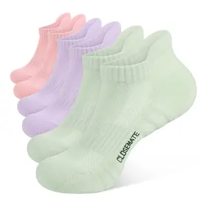 CLOSEMATE Women's Cushiony Elastane Ankle Socks - Breathability, Anti-Blister, Arch Support, All Seasons Casual Bundle (6 Pairs) Everyday Wear Socks, Breathability Ankle Socks