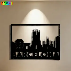 1pc Barcelona Skyline Metal Wall Art, Iconic Barcelona Statue Mural, Ideal Gift for New Year, Christmas, Travel & Cityscape Enthusiasts,  Metal Wall Decor Wall Sculptures, Perfect for Home Wall & Garden Fence, Unique Architectural Decor Accent