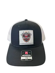 Square logo-Richardson 115 Low Profile Trucker Hat-Black & Grey