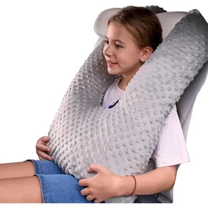 Travel Pillow for Kids Adult in Car - Pillow for Car Sleeping Ultra Large U Shaped with Removable Soft Cover Support Fix Neck and Body Sitting/Sleeping on The Trip (Grey)