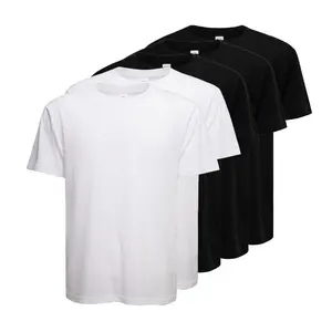 5 Pack Men's Short Sleeve T-Shirts Multipack, 5 Piece 100% Cotton Breathable Soft, Crewneck Plain Solid Color Base Layer Top, Casual Uniforms Loungewear Gym Outfits, Everyday Activewear Unisex Menswear Bulk