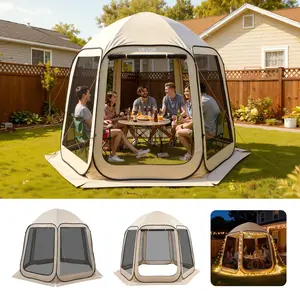 【Summervibes】VEVOR Screen House Tent, 10 x 9.2 ft, 4-8 Person Pop Up Screen Tent, Portable Screened in Canopy with Carry Bag, Netting Sides, Ground Stakes, for Garden, Patio, Backyard, Outdoor Activities, Beige
