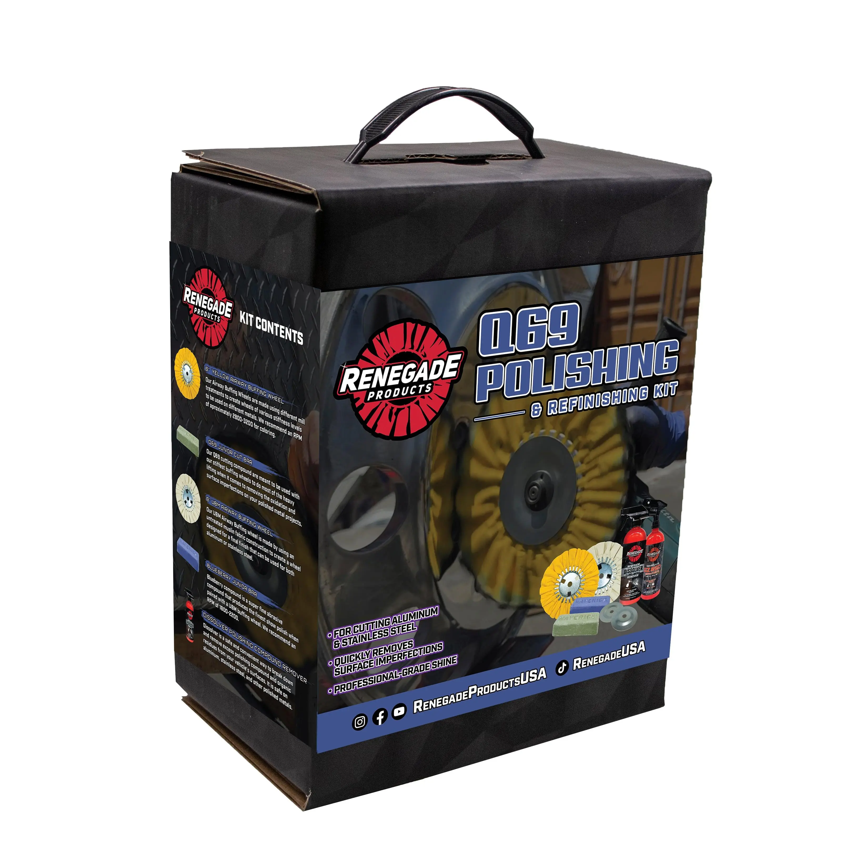 Renegade Products Q69 Intermediate Aluminum & Stainless Polishing Mini Kit – Buffing Wheels & Compounds for Aluminum & Stainless Steel Shine Renegade Products Q69 Intermediate Aluminum & Stainless Polishing Mini Kit – Buffing Wheels & Compounds for Aluminum & Stainless Steel Shine