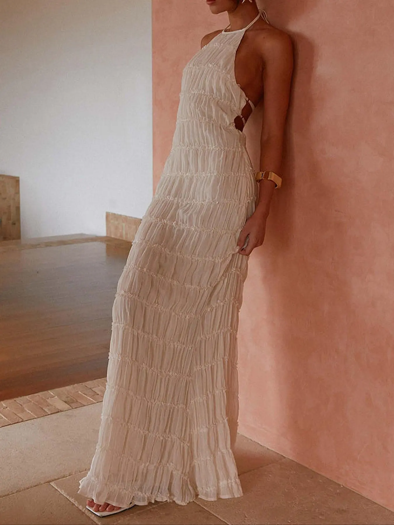 Women's Elegant Backless Halter Sleeveless Knit Maxi Dress Fit, Stylish Womenswear Beach Vacation Dress for Summer, Romantic Casual Evening Wear, Elegant Evening Gown, Backless Sleeveless Dresses - TikTok Shop Women's Elegant Backless Halter Sleeveless Knit Maxi Dress Fit, Stylish Womenswear Beach Vacation Dress for Summer, Romantic Casual Evening Wear, Elegant Evening Gown, Backless Sleeveless Dresses - TikTok Shop