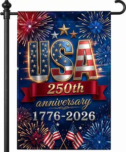 250 Anniversary USA Flag, 4th of July Decorations, Double Sided, UV Protection, Fade Resistant, 12x18 Inch, American Patriotic Outdoor Yard Garden Flags, 1776-2026 Commemorative (Blue)