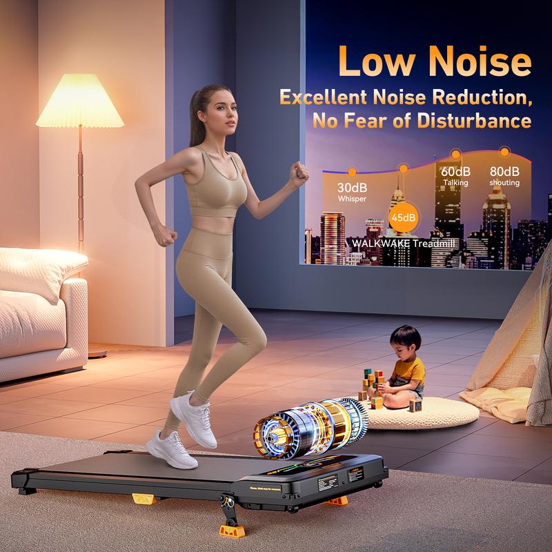 【HappyValentine's Day】10% Incline Under Desk Treadmill with Remote Control, 330 lbs Capacity, WalkWake T1 Climb