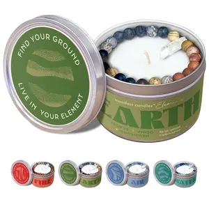 Taurus Virgo Capricorn Gifts for Women, Zodiac Astrology Gifts Meditation Candle Healing with Crystals, Spiritual Manifestation Crystal Candle Healing Stones Bracelet Jewelry - Earth 7oz Clean Burning