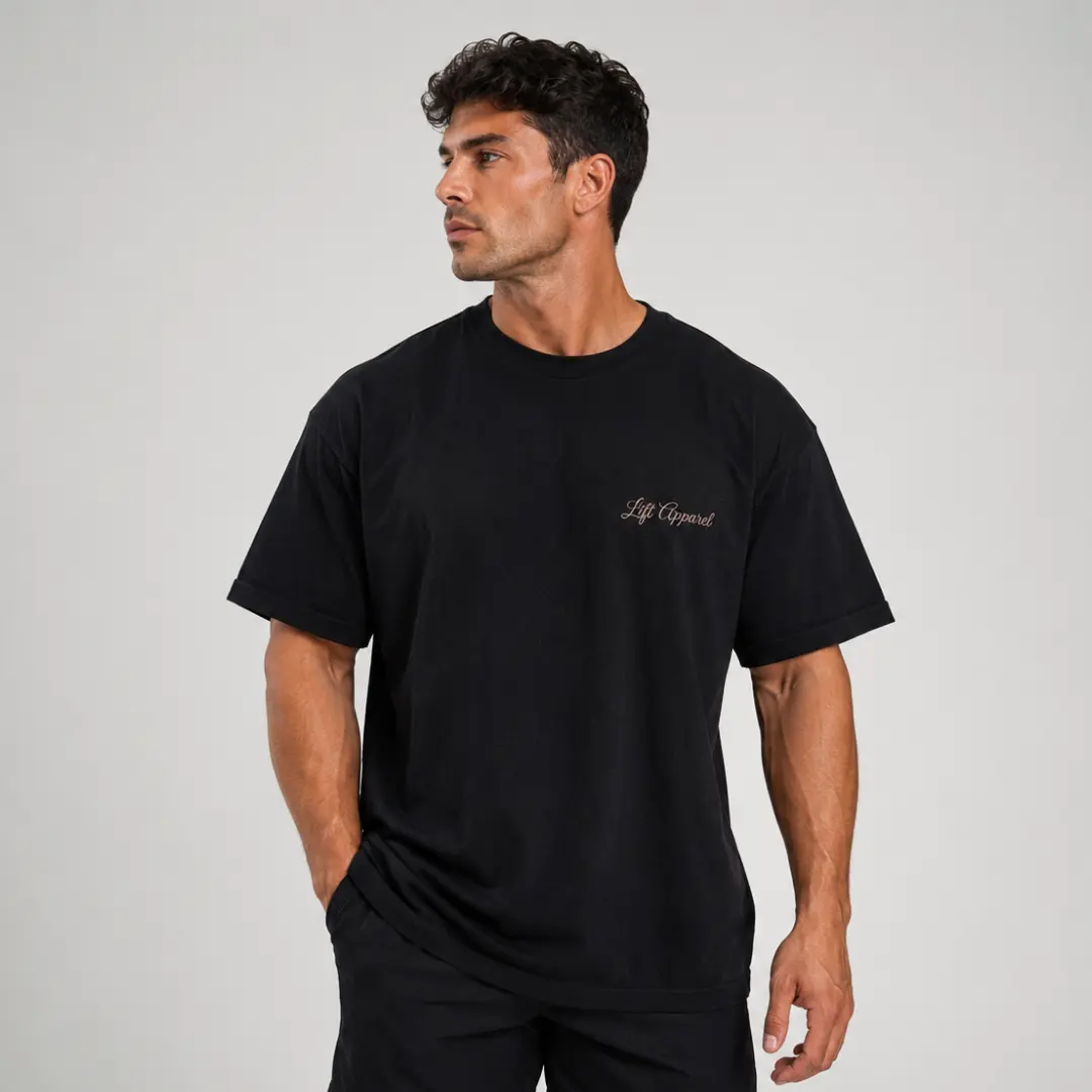 Men's Cotton Oversized Short-Sleeve Pressure T-Shirt - Menswear Gym Workout, Streetwear Top