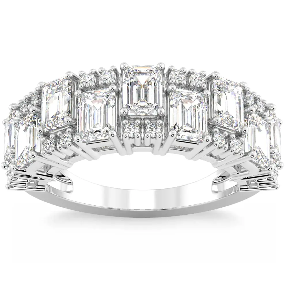 3Ct Emerald Cut Wedding Ring Anniversary Band 14k Gold Lab Grown