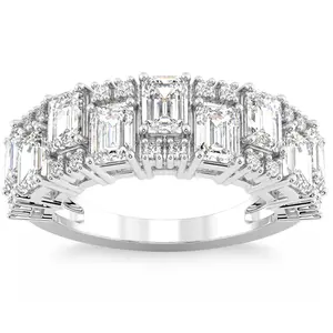 3Ct Emerald Cut Wedding Ring Anniversary Band 14k Gold Lab Grown