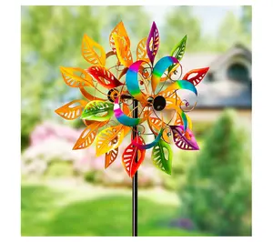 Evergreen 75"H Colorful Filigree Leaves Wind Spinner