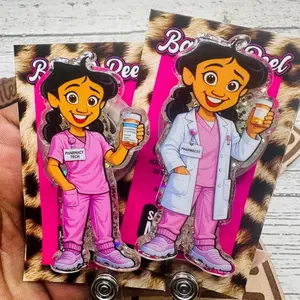Pharmacy Pharmacist Tech Glitter Badge Reel: Funny Nurse ID Holder