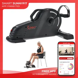 Sunny Health & Fitness Smart 2-in-1 Mini Motorized Exercise Bike, Home Gym Workout Fitness, Under Desk Portable Pedal Cycler, Auto Pedal, 18 Adjustable Speeds, Quiet Stationary Bicycle, Arms & Legs Cardio Trainer, Rehab Support