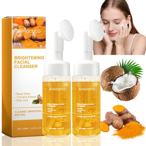 2pcs Turmeric Brightening Facial SkincareCleanser, Comfort Deep CleansingHydrating Facial Cleanser,  Oily Skin,Gir Shower Products Facial CleansersFacial Cleansing Facial Wash