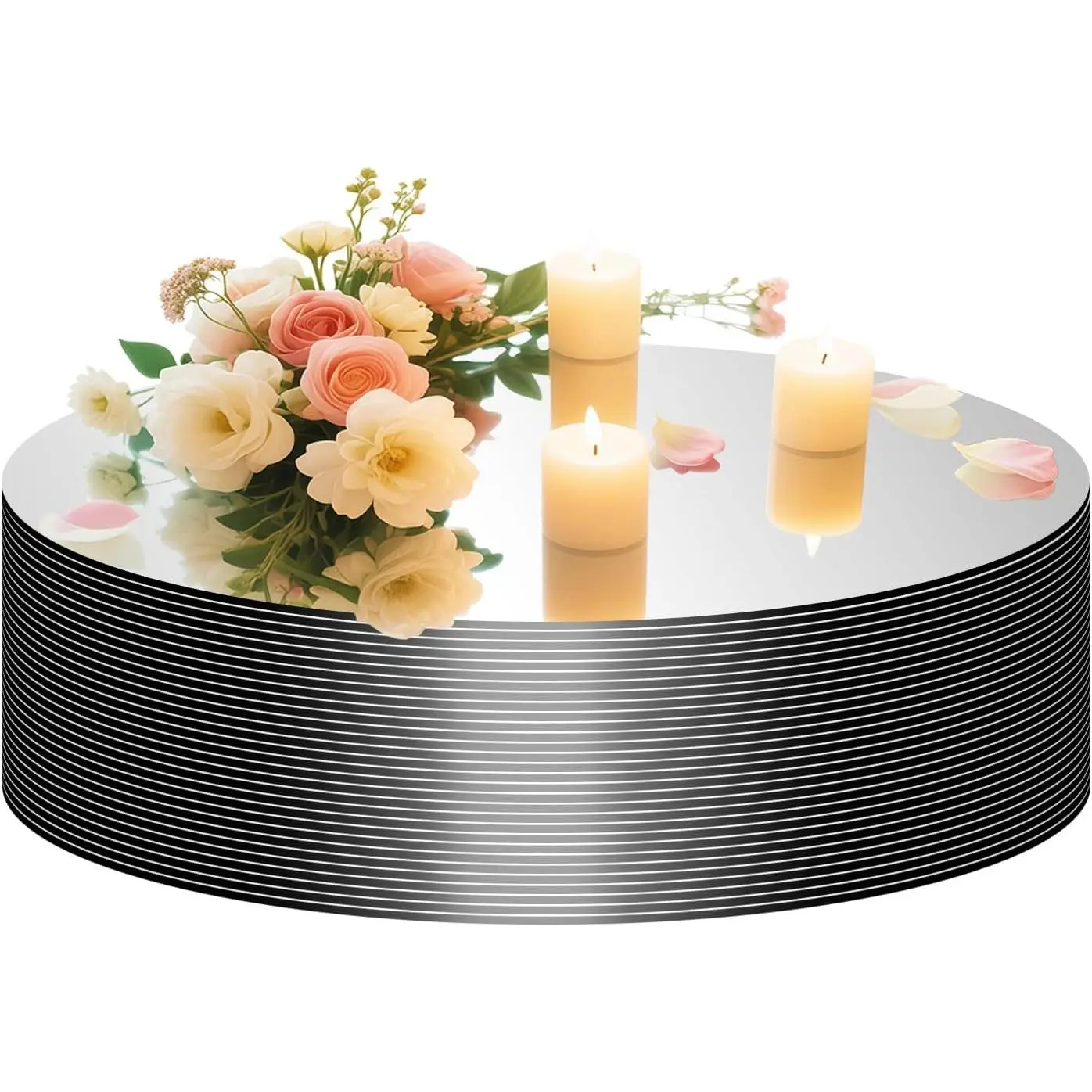 30PCS Round Mirrors for Centerpieces for Tables, 6" Circle Flat Mirrors Trays Plates for Centerpieces for Table Decorations, Circle Mirror Candle Plates fo