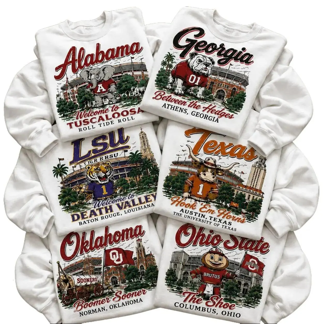 [FREE SHIP] Vintage All Team Football Mascot Sweatshirt for Men & Women