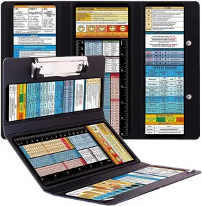 2Pack Foldable Nurse Clipboard - Black Plastic  Clipboard with Pocket Size & 6  Cheat Sheets